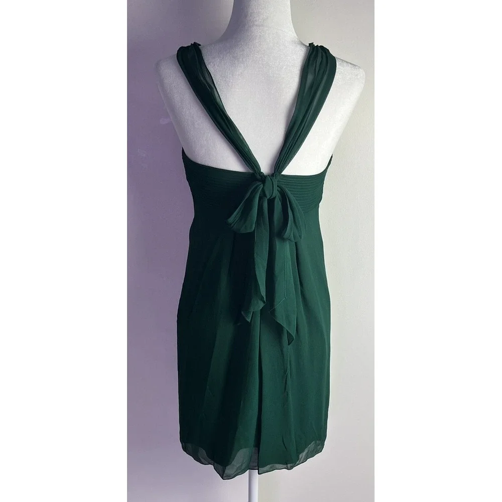 Vera Wang Lavender Label‎ Silk Chiffon Party Cocktail Dress Emerald Green Sz 6 - Picture 4 of 13